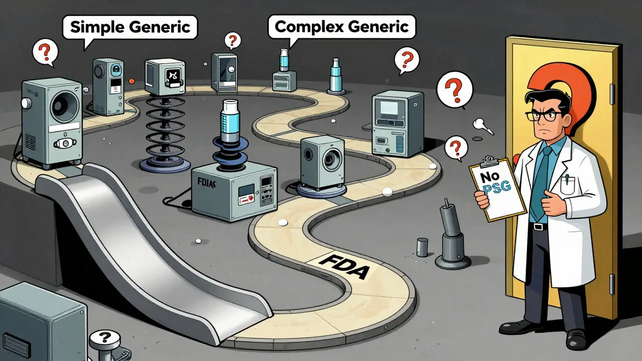 An obstacle course representing the complex FDA approval process for generic drugs.