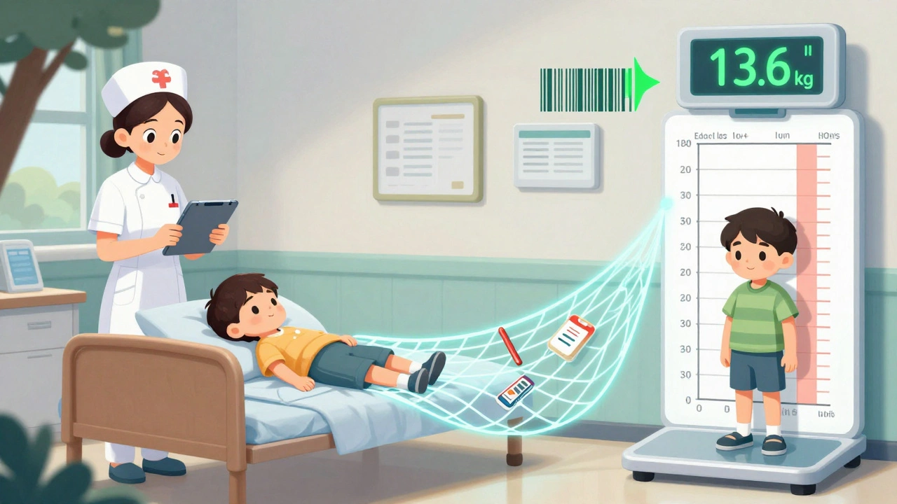 Contrast between a rural clinic with incorrect weight entry and a modern hospital with safety checks in place.