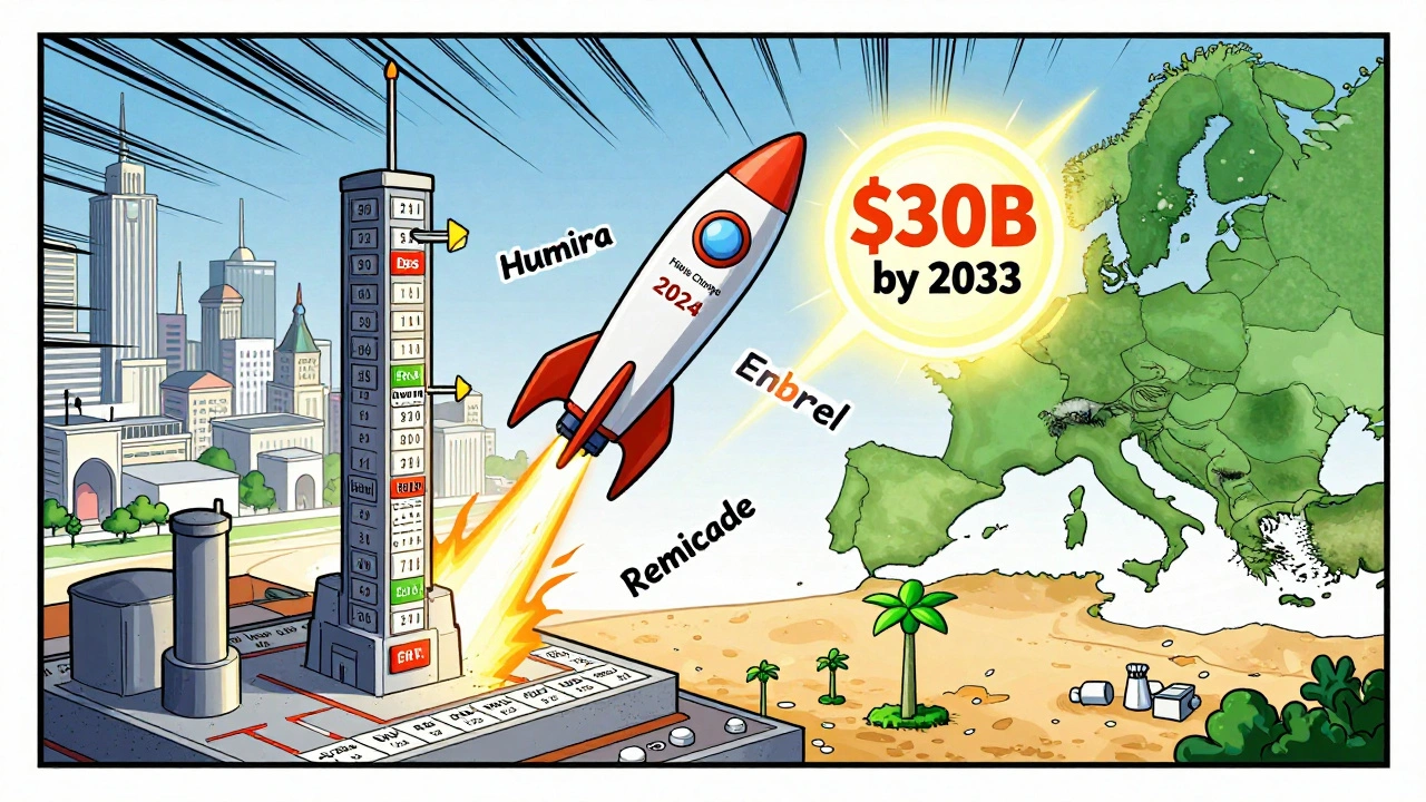 U.S. biosimilar rockets launch after FDA rule change, targeting B market by 2033.