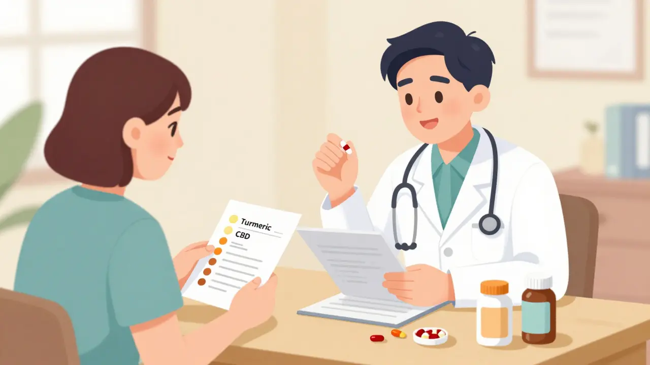 Doctor and patient discussing herbal supplement use with blood thinner medication