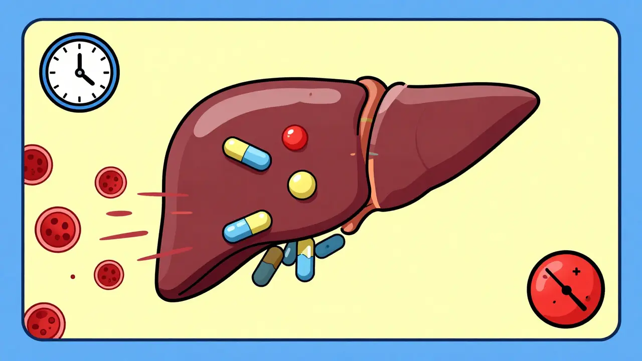 Liver enzymes affected by St. John's Wort and Ginkgo biloba with clock and brake icons