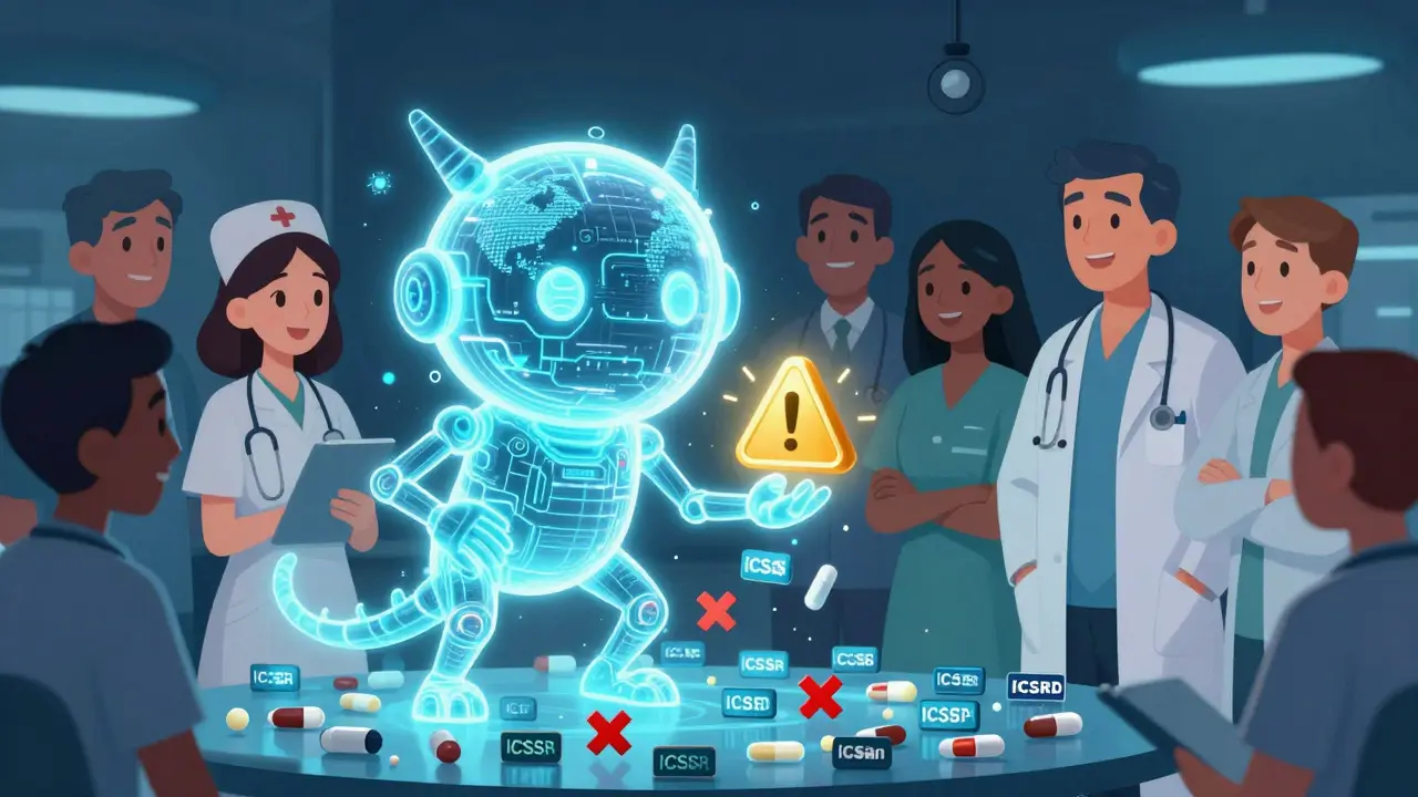 AI system analyzing millions of drug reaction reports to detect a rare, dangerous side effect pattern.