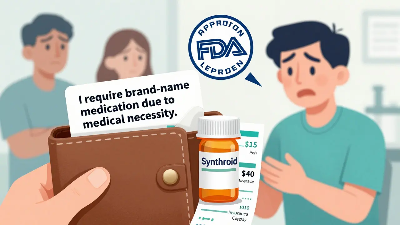 Patient's wallet with legal rights card and prescription bottle beside cash price receipt for brand-name drug.