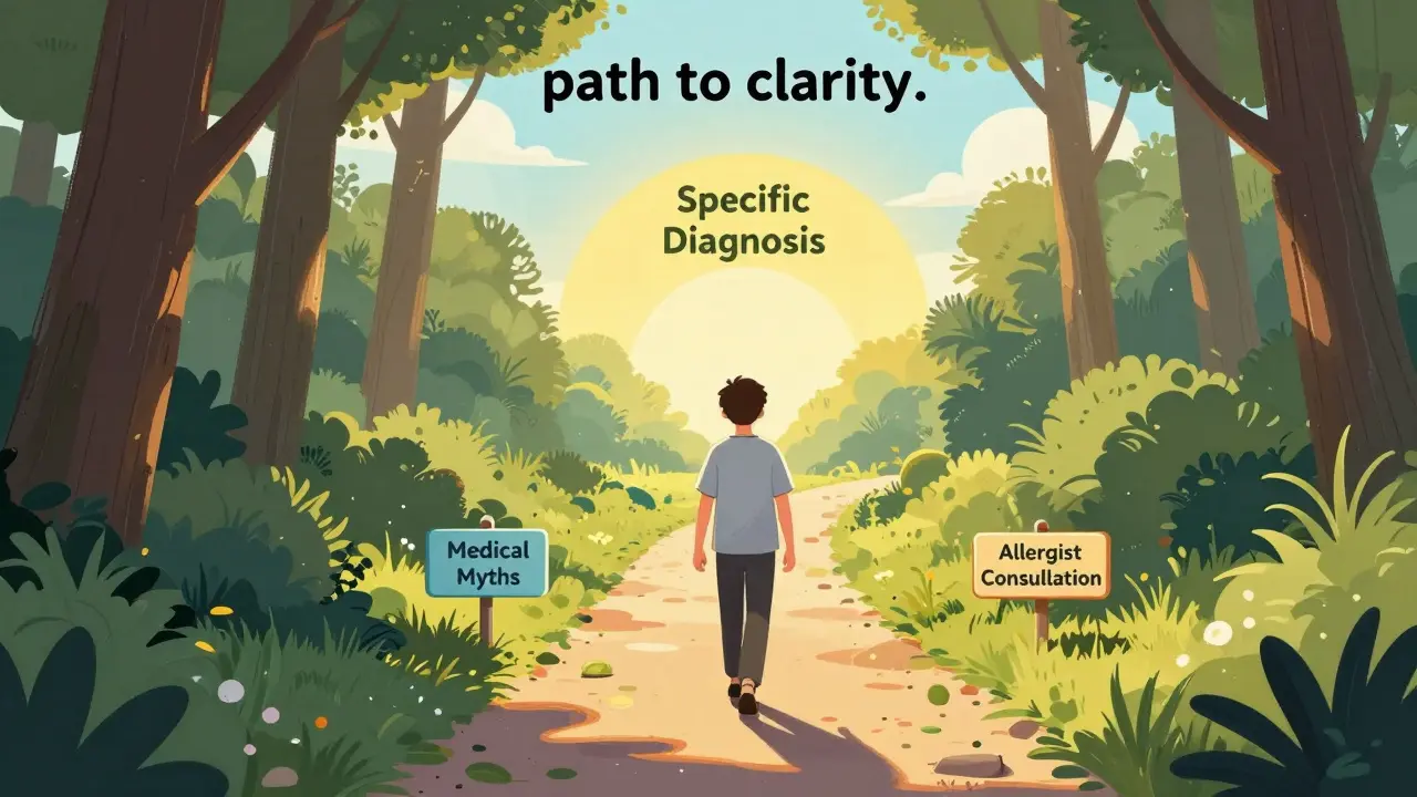 Patient walking on a bright path from medical myths toward a specific diagnosis